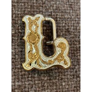 Crumrine Ladies Silver Gold Heavy Silver Plate Belt Buckle